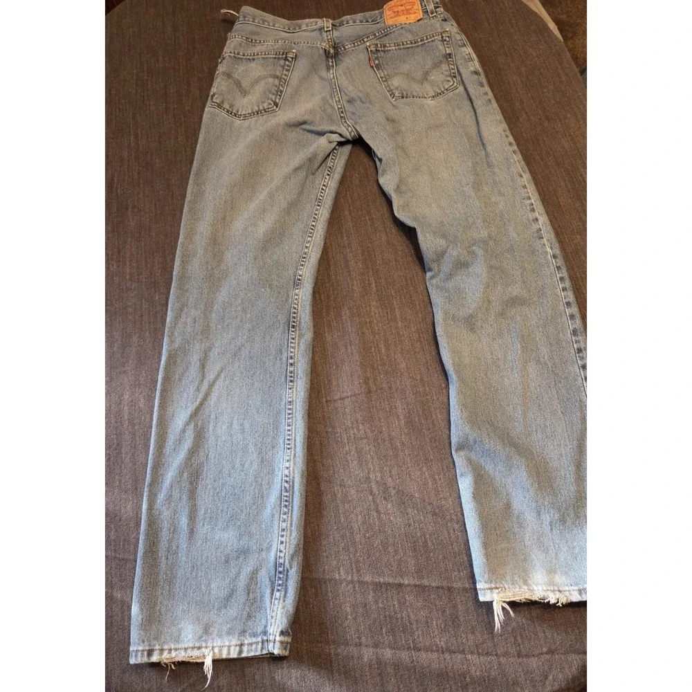 Levi's 505 Regular Fit Jeans Mens 36x36 Light Wash Blue Distressed Vintage 90s